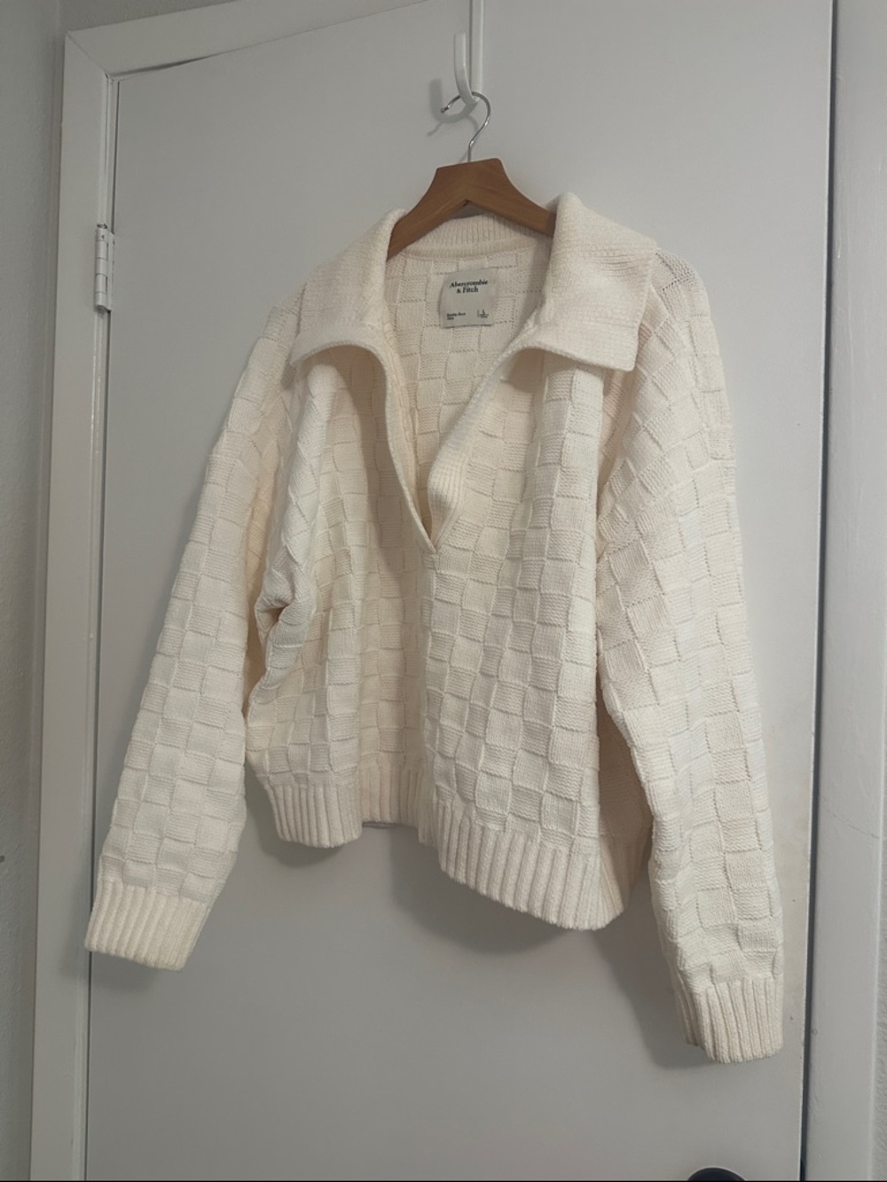 Cozy Cream Knit Half-Zip Abercrombie Pullover